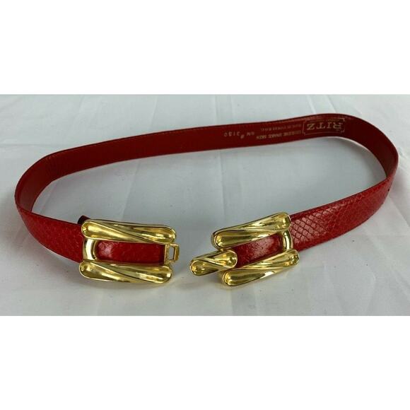 The Ritz Women's Genuine Snakeskin Belt Red sz M 29 in - Picture 1 of 6